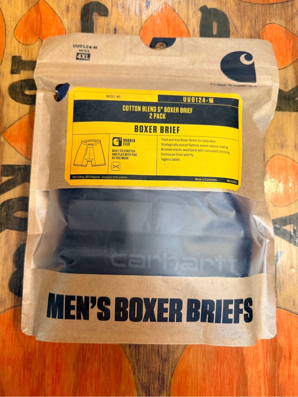 Carhartt Mens 5" Basic Boxer Brief 2 Pack Size 4XLarge Sealed Navy Rugged Flex N